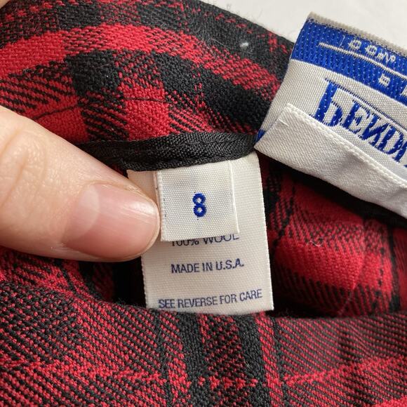 Vintage Pendleton Women's Red Tartan Wool Midi Skirt Size 8 Preppy Ivy League - Picture 4 of 11